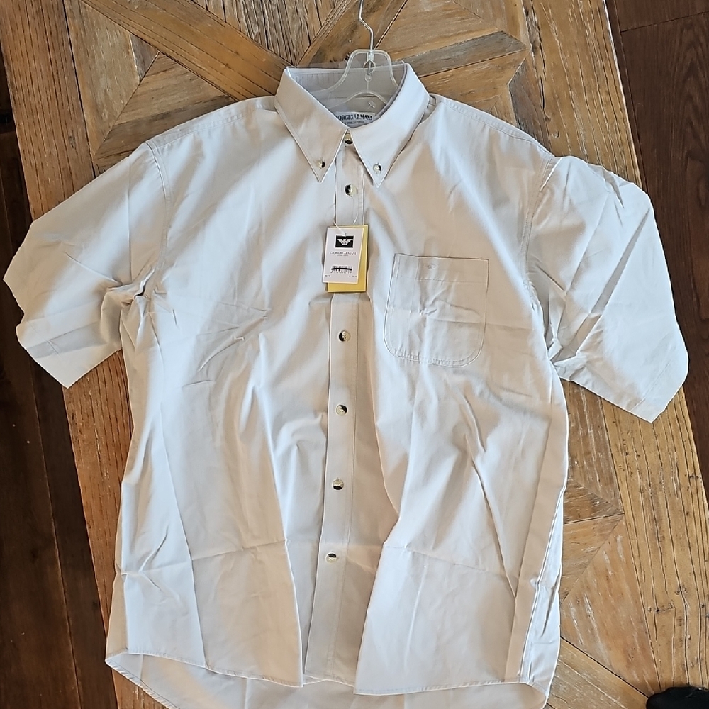 New GIORGIO ARMANI short Sleeved Button Up Italian Shirt XXL